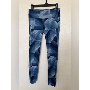 Athleta Blue Geometric Print Leggings Size Small High Rise Athletic Yoga